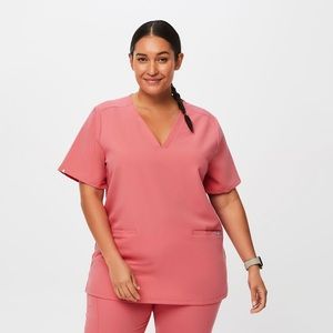 Figs Casma Three Pocket Scrub Top Coral(?)